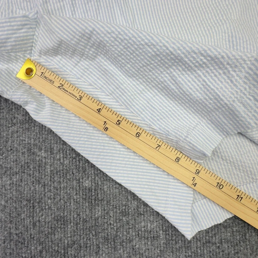 J.Crew‎ Shorts 36 Blue White Seersucker Striped Chino Preppy Coastal Vacation